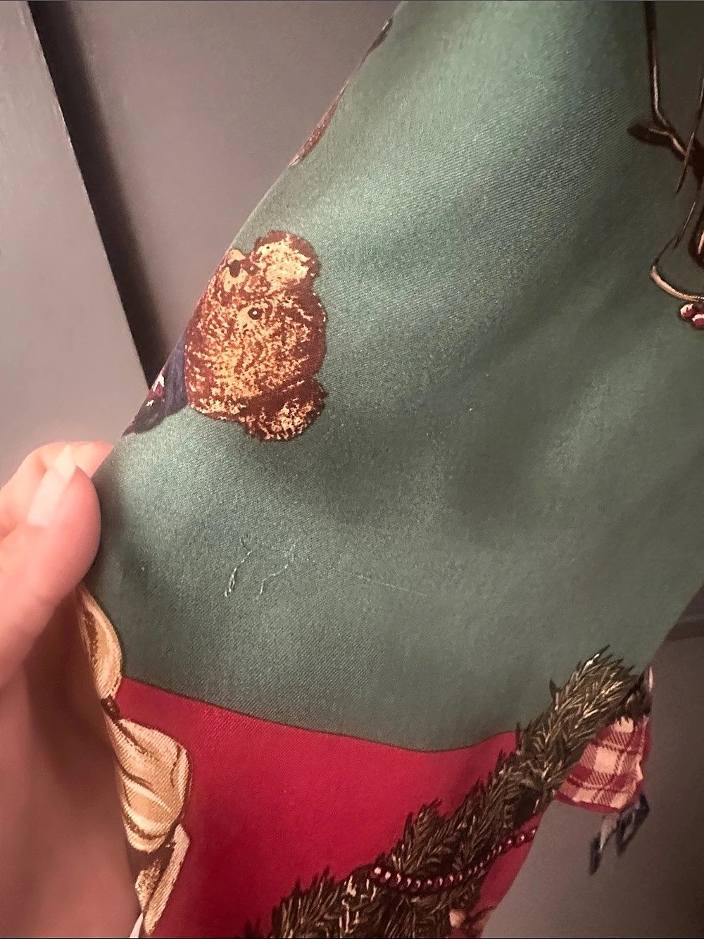 Vintage Ralph Lauren Holiday Plaid Silk Scarf - Picture 4 of 5